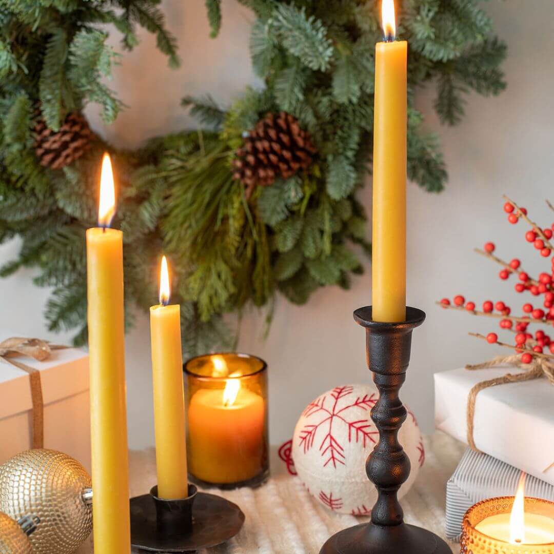 Bluecorn Candles Hand-Dipped Beeswax Taper Candles - Bulk 4-Pair Bundle — texture detail