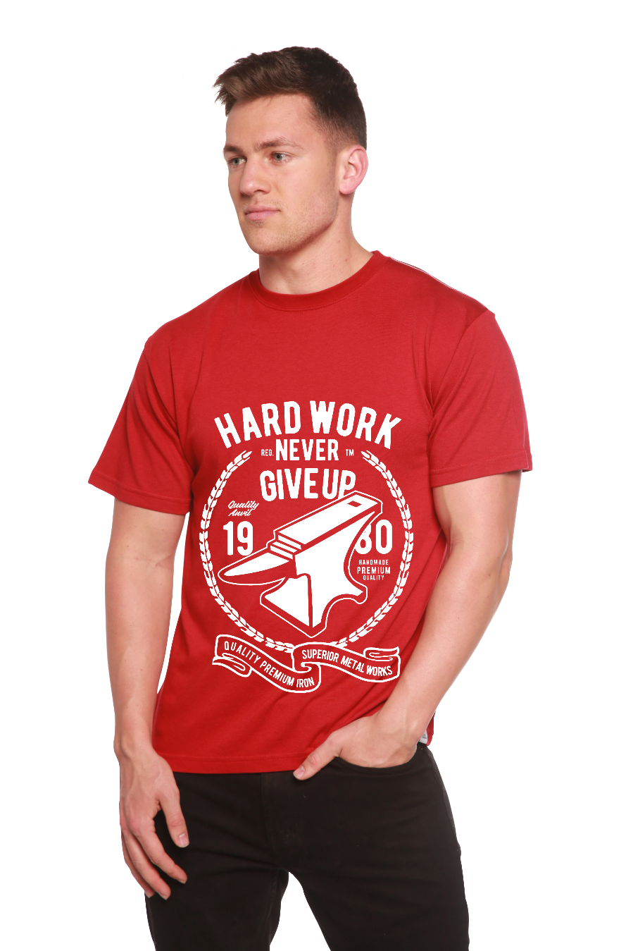Spun Bamboo Hard Work Anvil Men's Bamboo Viscose/Organic Cotton Short Sleeve Graphic T-Shirt — comparison shot