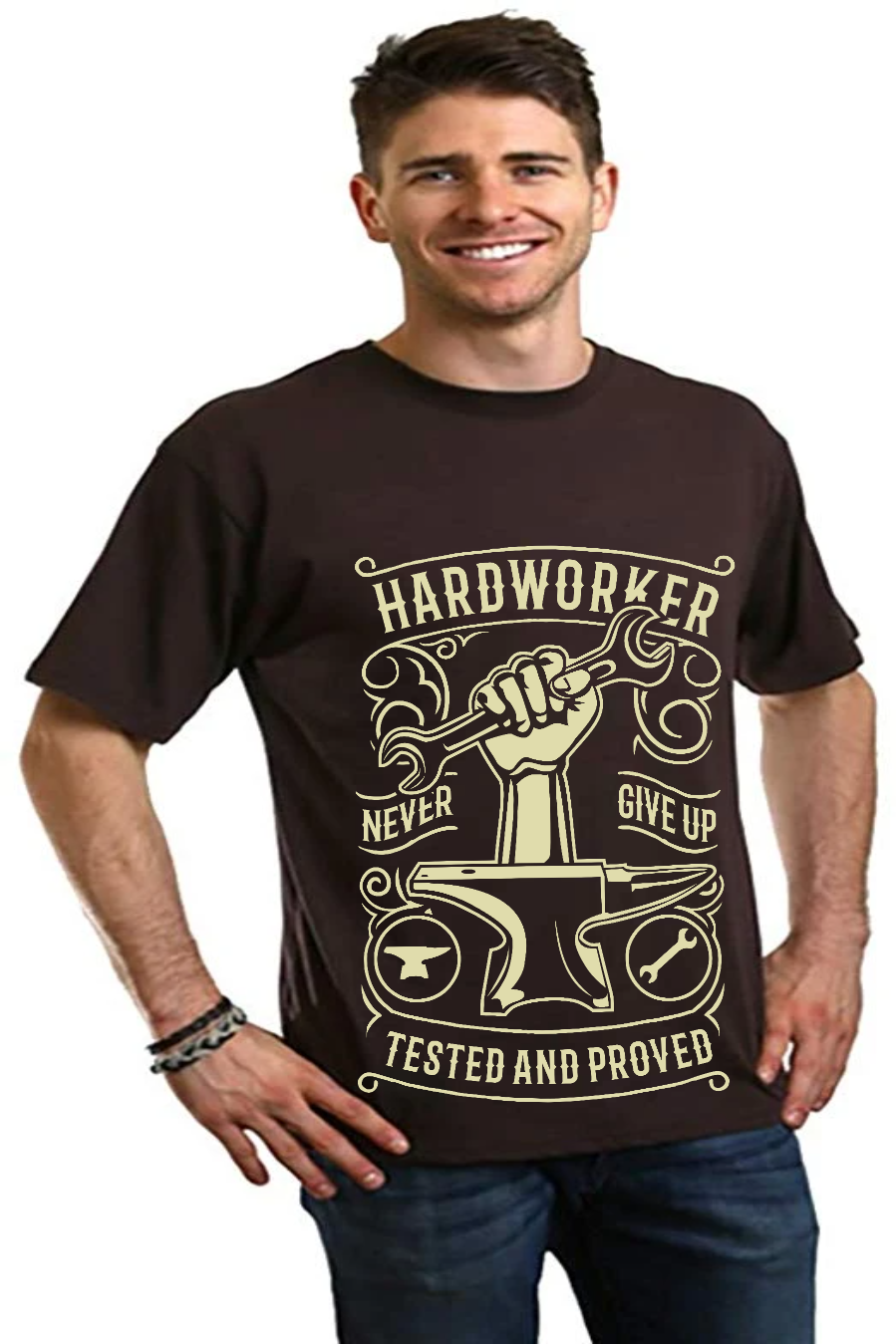 Spun Bamboo Hard Worker Men's Bamboo Viscose/Organic Cotton Short Sleeve Graphic T-Shirt — lifestyle context