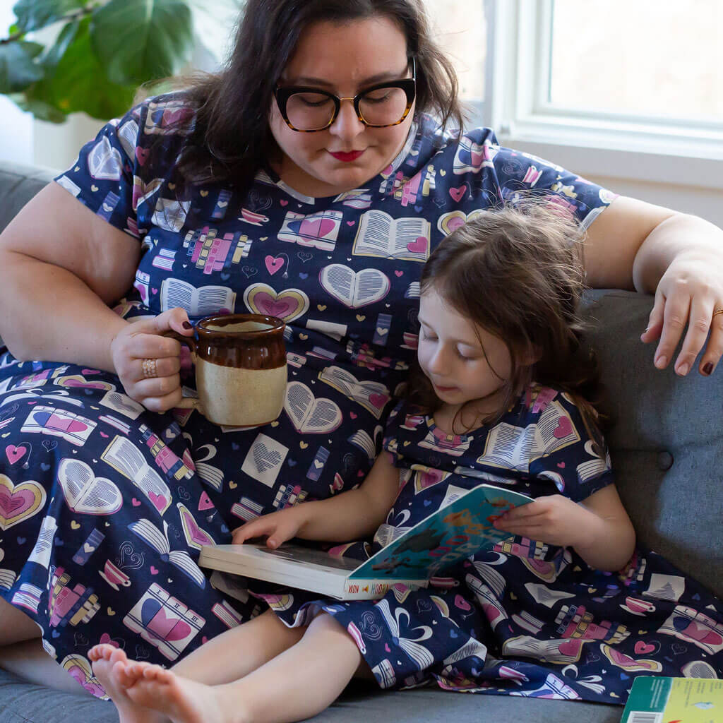 Princess Awesome & Boy Wonder Adult "Love Letters" Books Super Twirler Dress with Pockets — main product shot