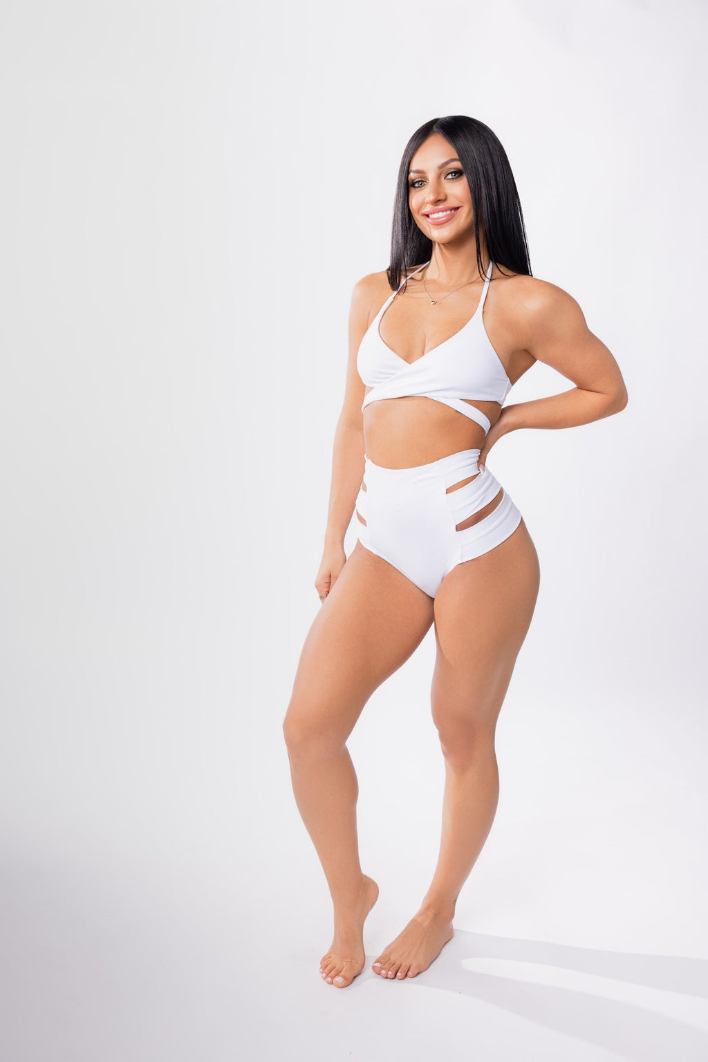 Forever Young Swimwear Forever Young Swimwear Coral Coast Reversible Wrap Top — product on model