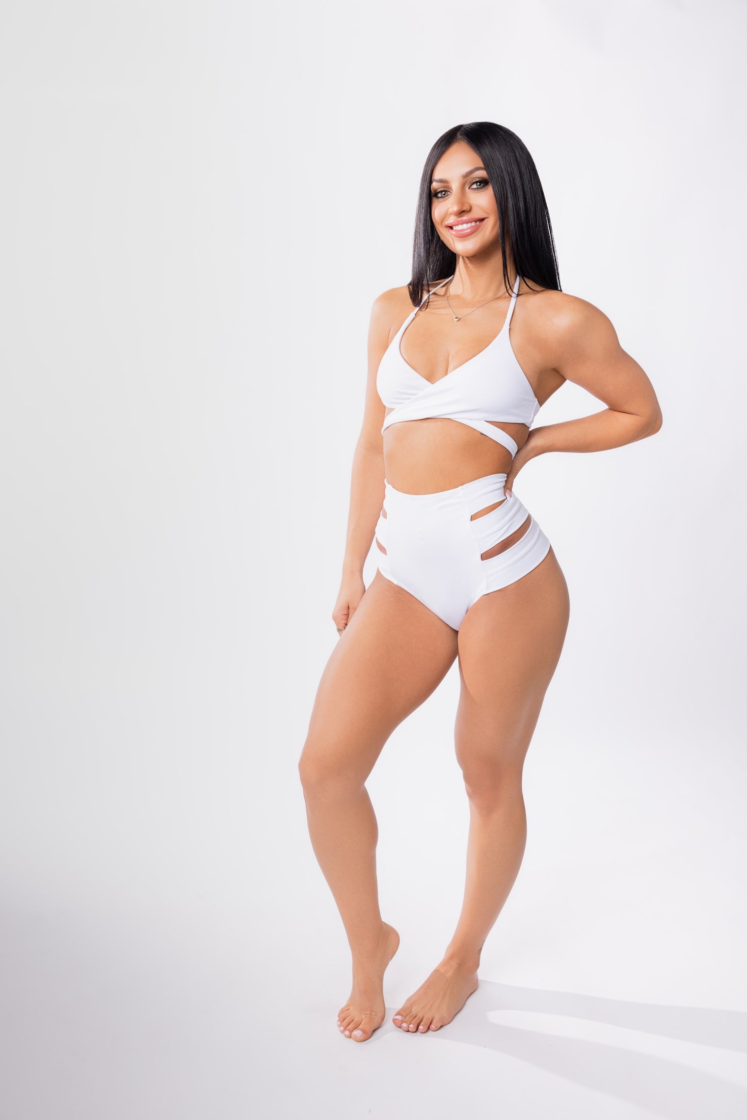 Forever Young Swimwear Forever Young Swimwear Coral Coast Reversible Wrap Top — product on model