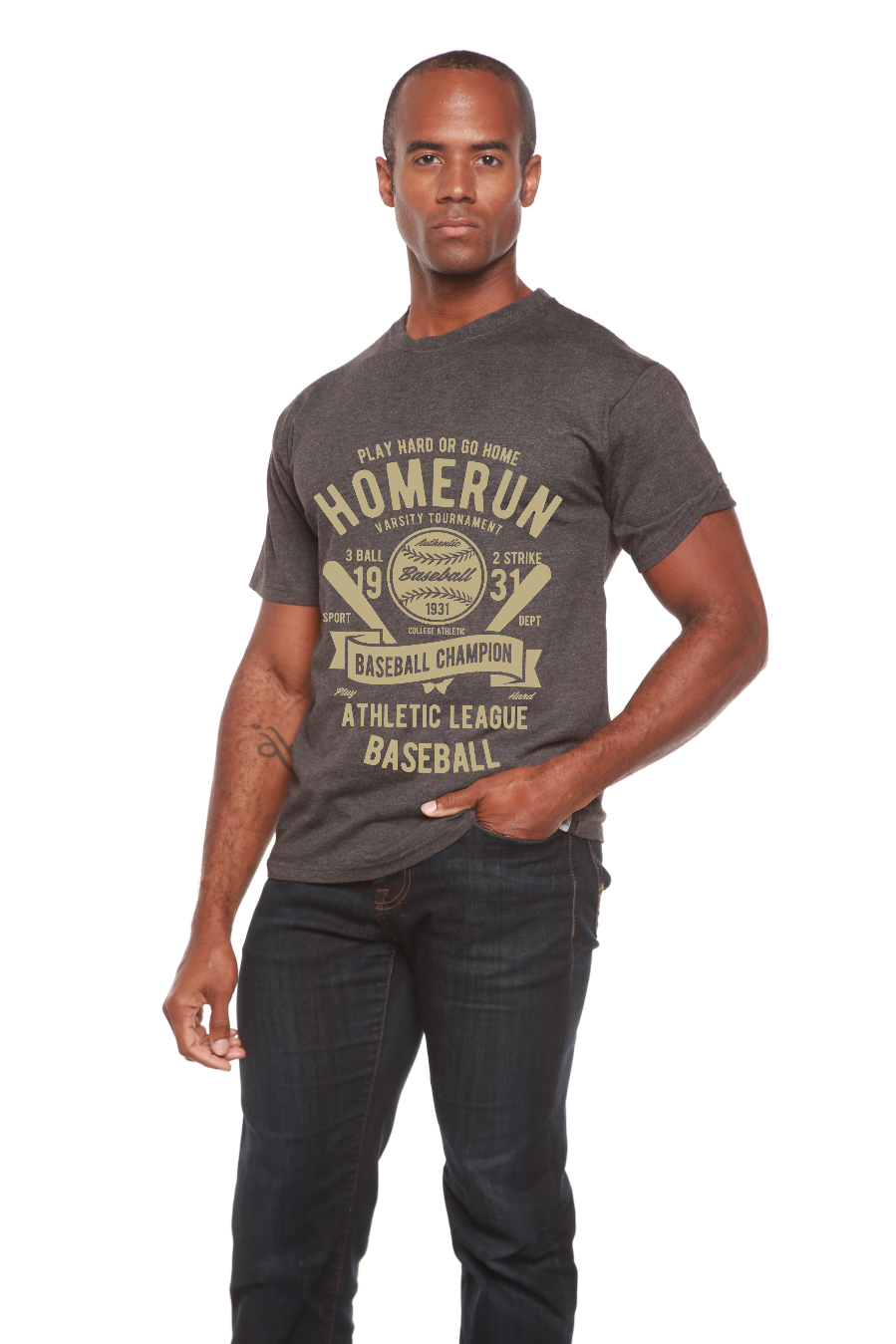 Spun Bamboo Homerun Baseball Men's Bamboo Viscose/Organic Cotton Short Sleeve Graphic T-Shirt — alternative angle