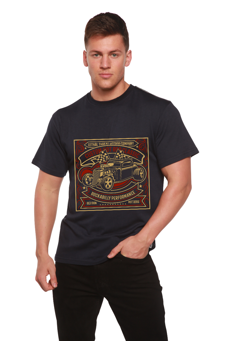 Spun Bamboo Hot Rod Men's Bamboo Viscose/Organic Cotton Short Sleeve Graphic T-Shirt — packaging