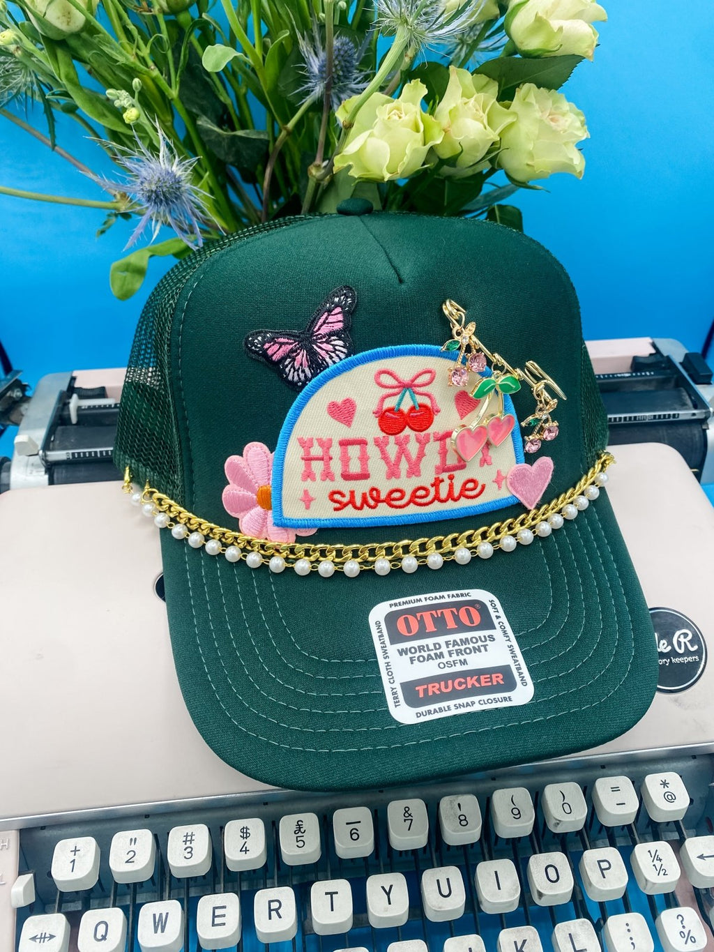 Coco & Rho Howdy Sweetie Charmed V3- Trucker Hat Dark Green — main product shot