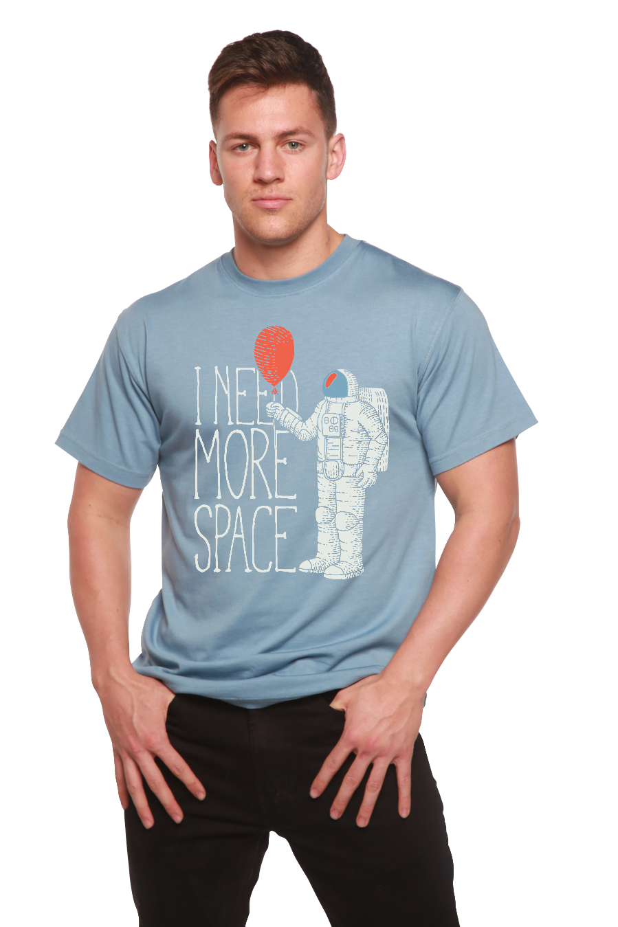 Spun Bamboo I need more space Men's Bamboo Viscose/Organic Cotton Short Sleeve Graphic T-Shirt — color detail