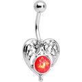 BodyCandy Red Faux Opal Heavenly Heart Belly Ring — main product shot