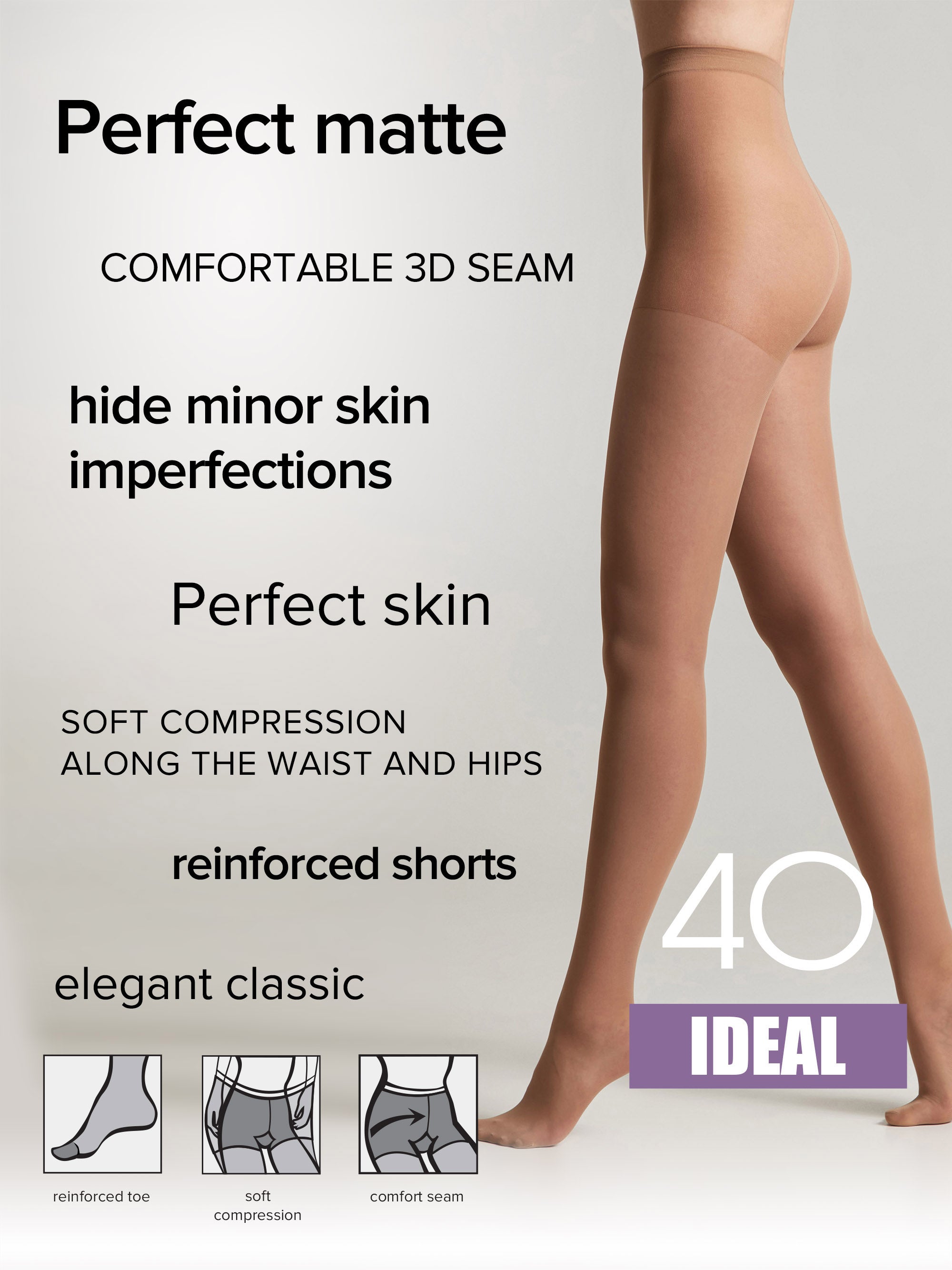 TheRanok.com Tights Conte Ideal 40 Den - Ultimate Matt — flat-lay composition