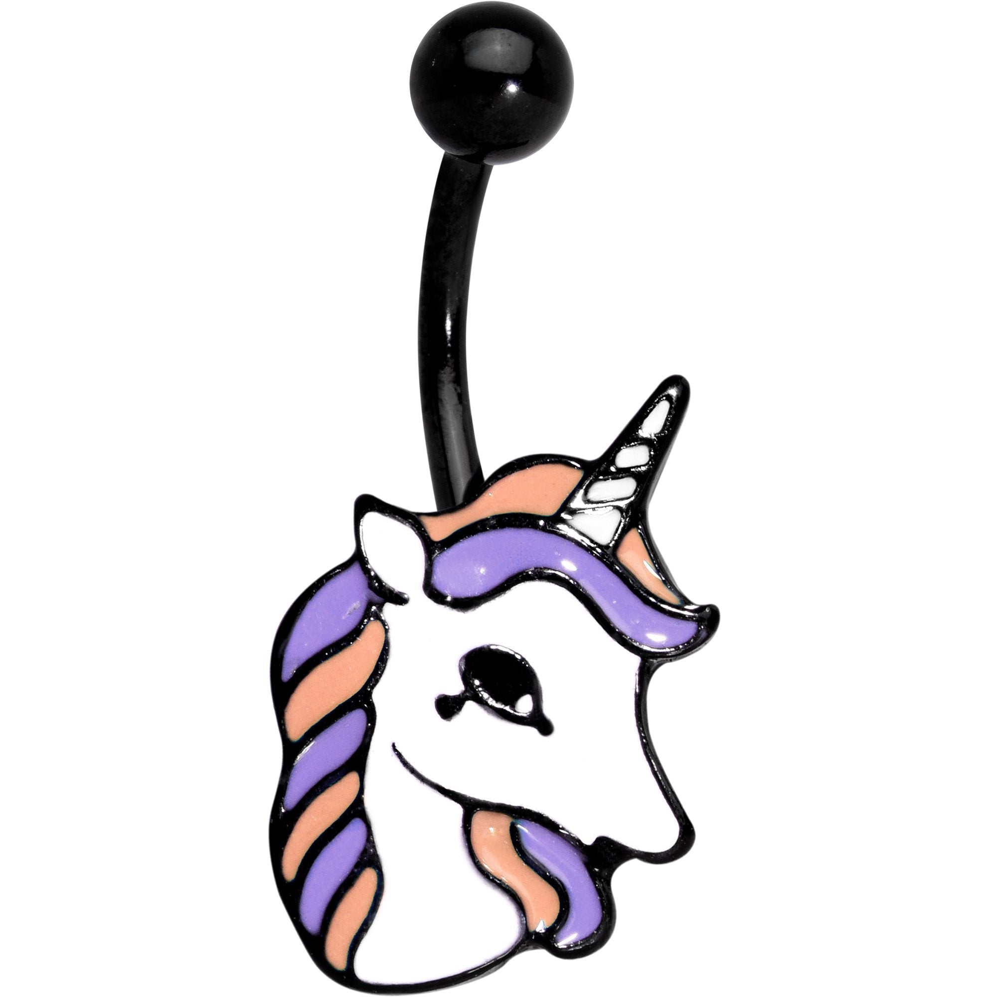 BodyCandy Black Anodized Purple Youthful Unicorn Belly Ring — main product shot