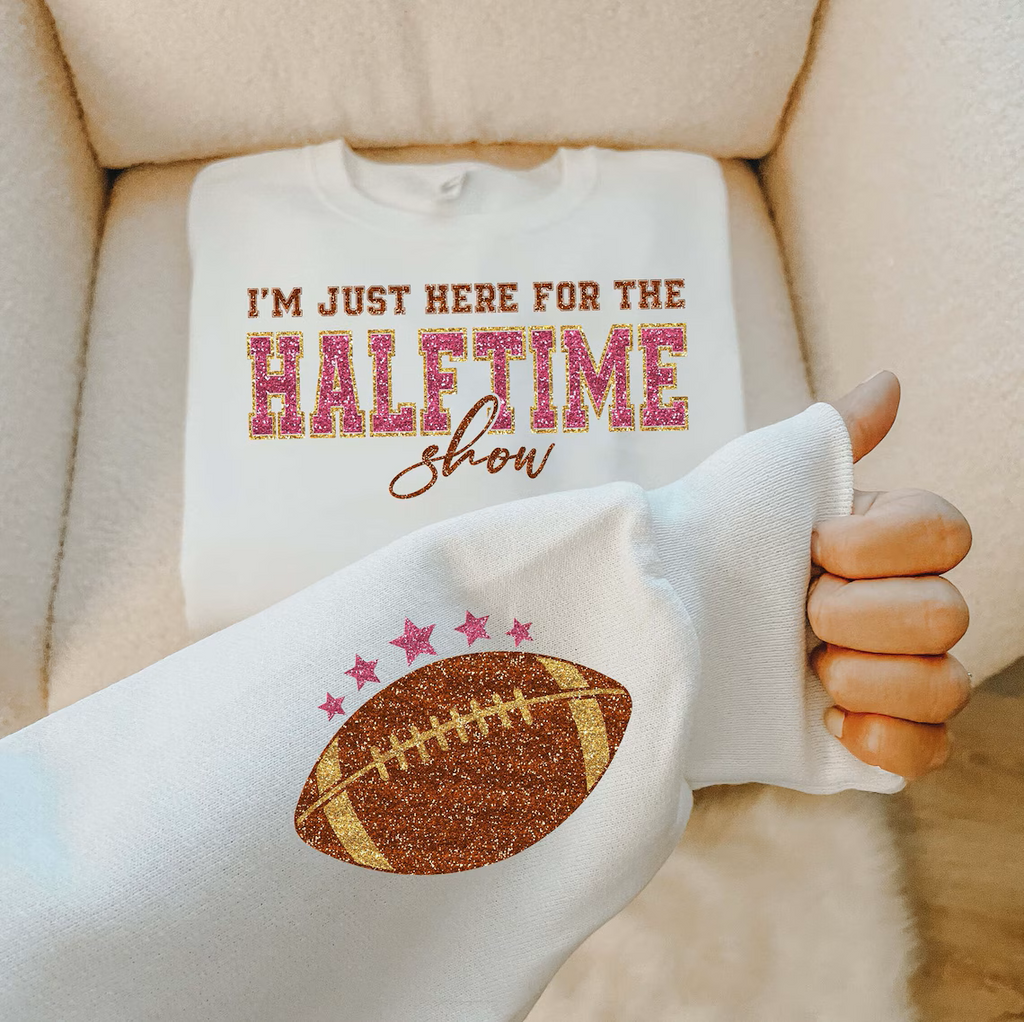 A Blessed Texas Mess Boutique Glitter Superbowl Team Halftime Football Sweatshirt, Funny Game Day Shirt… — main product shot