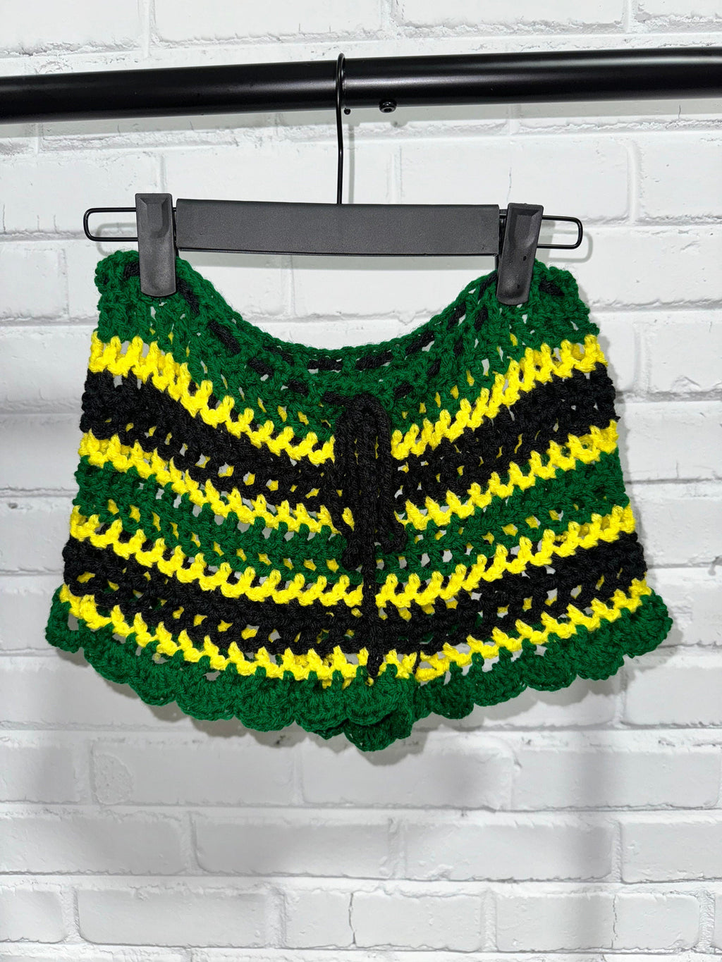 Stitched by Spice Jamaica Mesh Handmade Crochet Shorts for Vacations and Festivals — side view