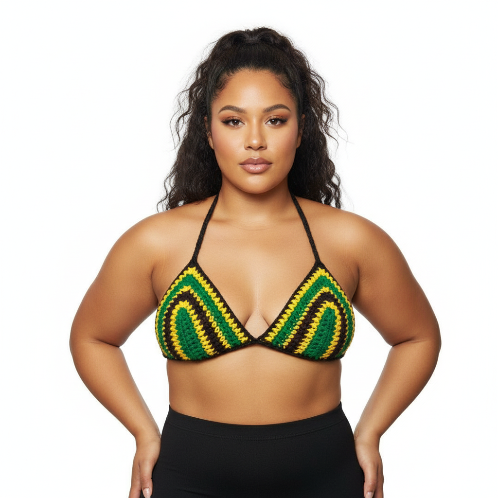 Stitched by Spice Jamaica Mesh Crochet Shorts with Bikini Matching Set — back view
