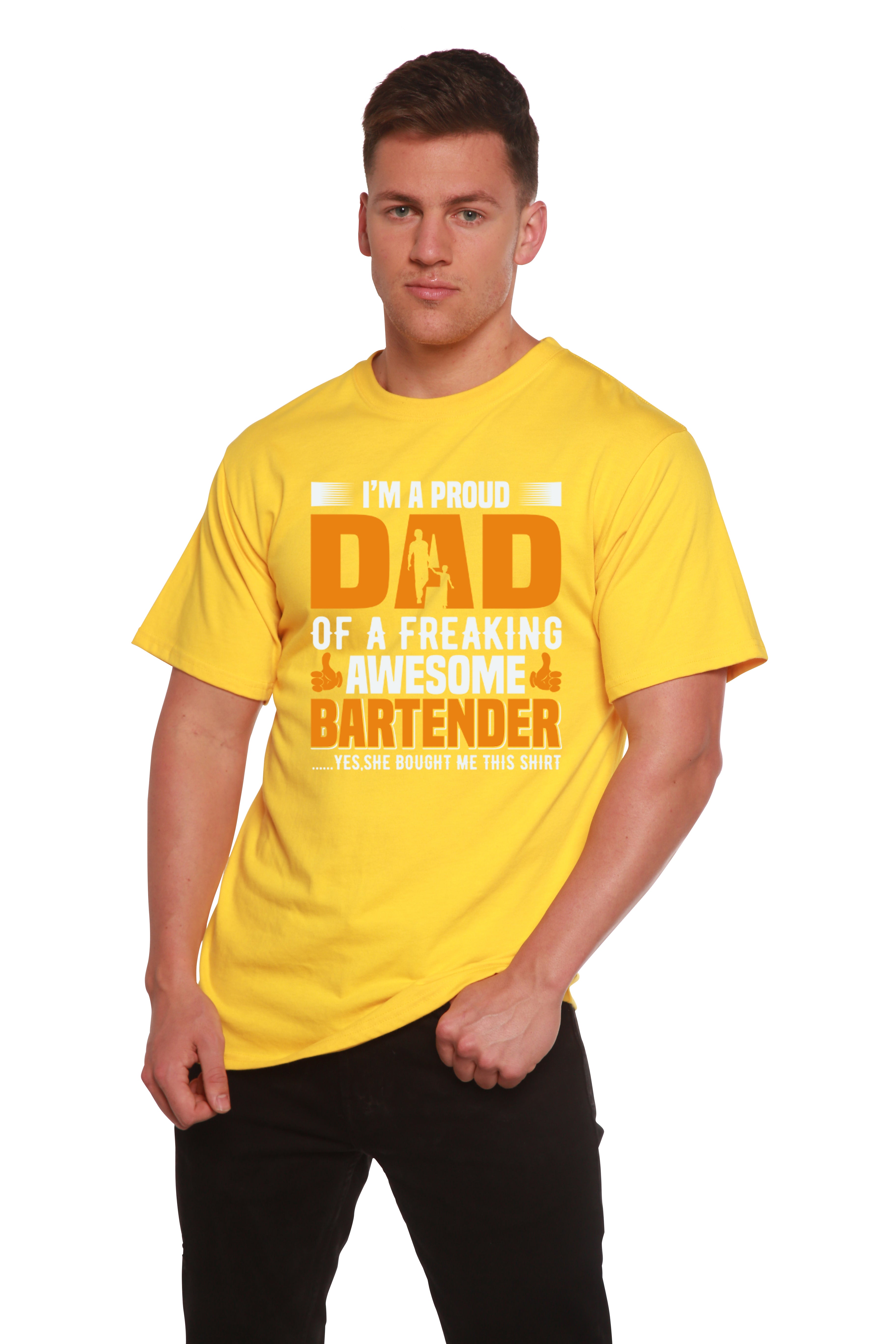 Spun Bamboo I'm a Proud Dad Men's Bamboo Viscose/Organic Cotton Short Sleeve Graphic T-Shirt — in-use photo