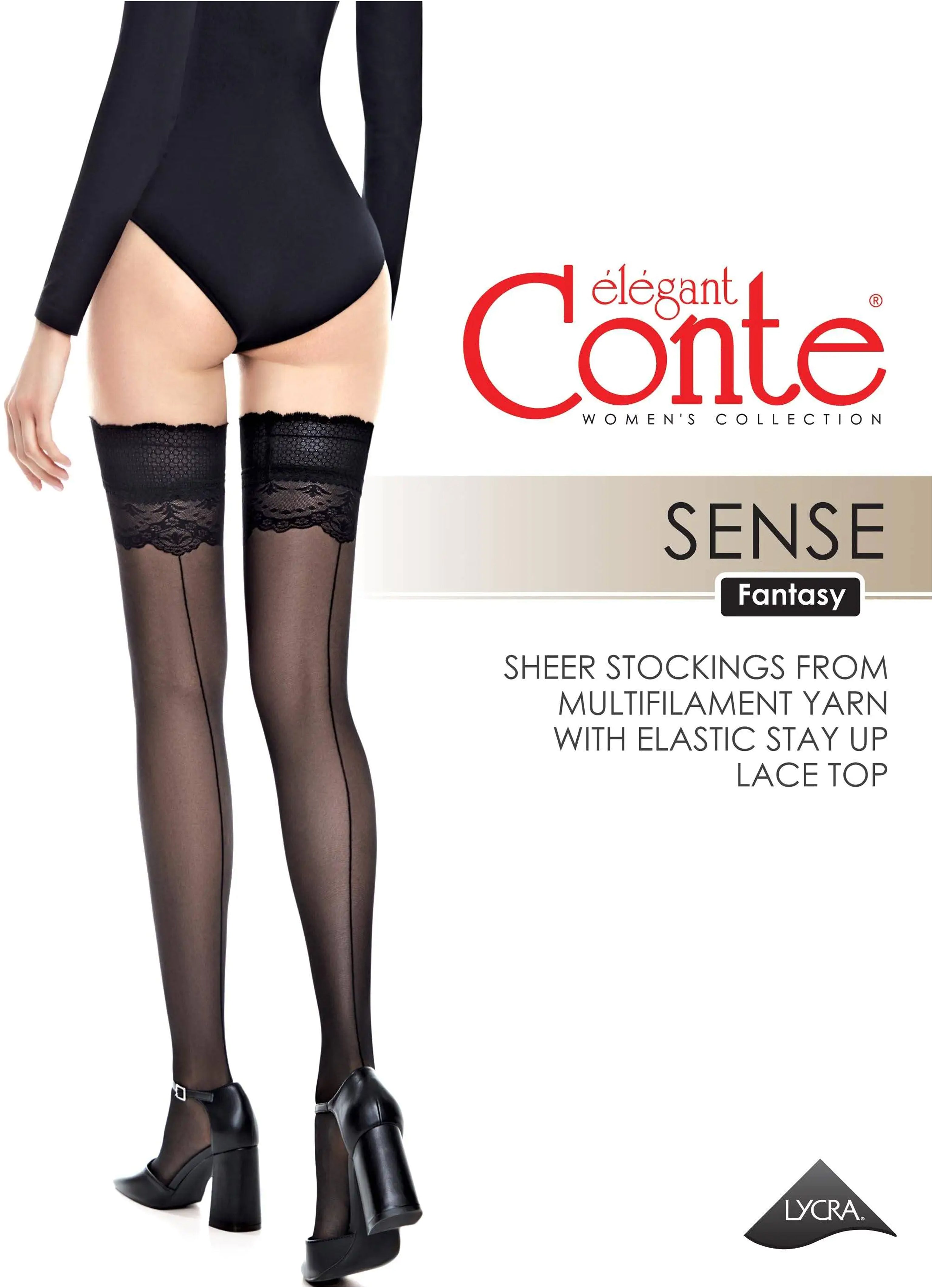 TheRanok.com Fantasy Stockings Conte Sense - Silicone Lace Top with Back Seam Imitation — packaging