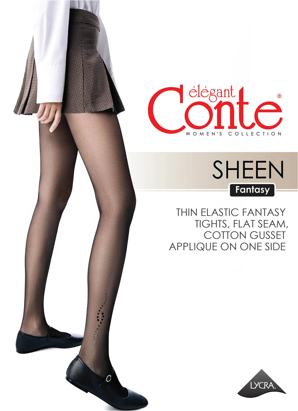 TheRanok.com Fantasy Tights Conte Sheen - Flock and Rhinestone Applique — product on model