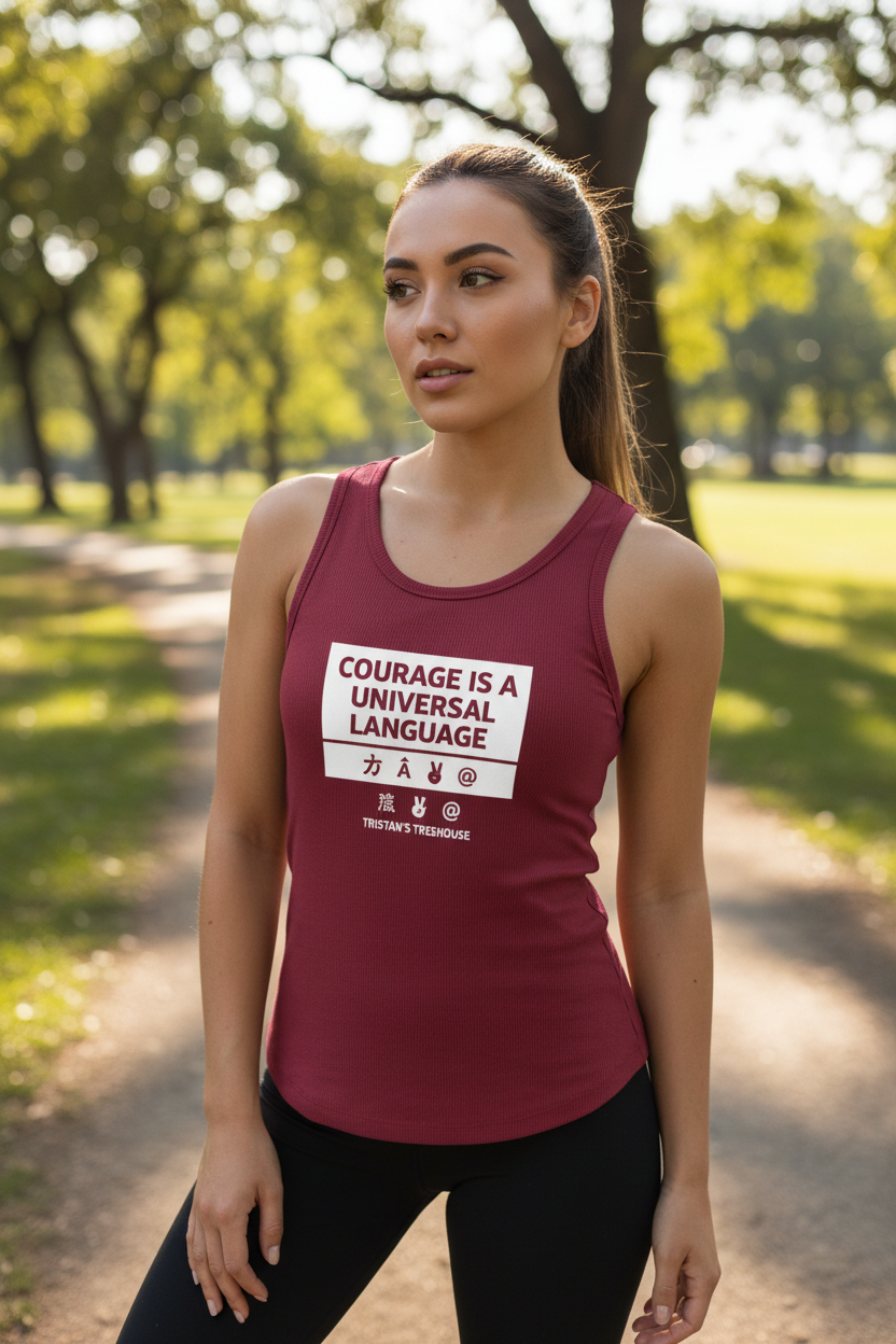 Tristan’s Treehouse Courage is a Universal Language – Tank Top — lifestyle context
