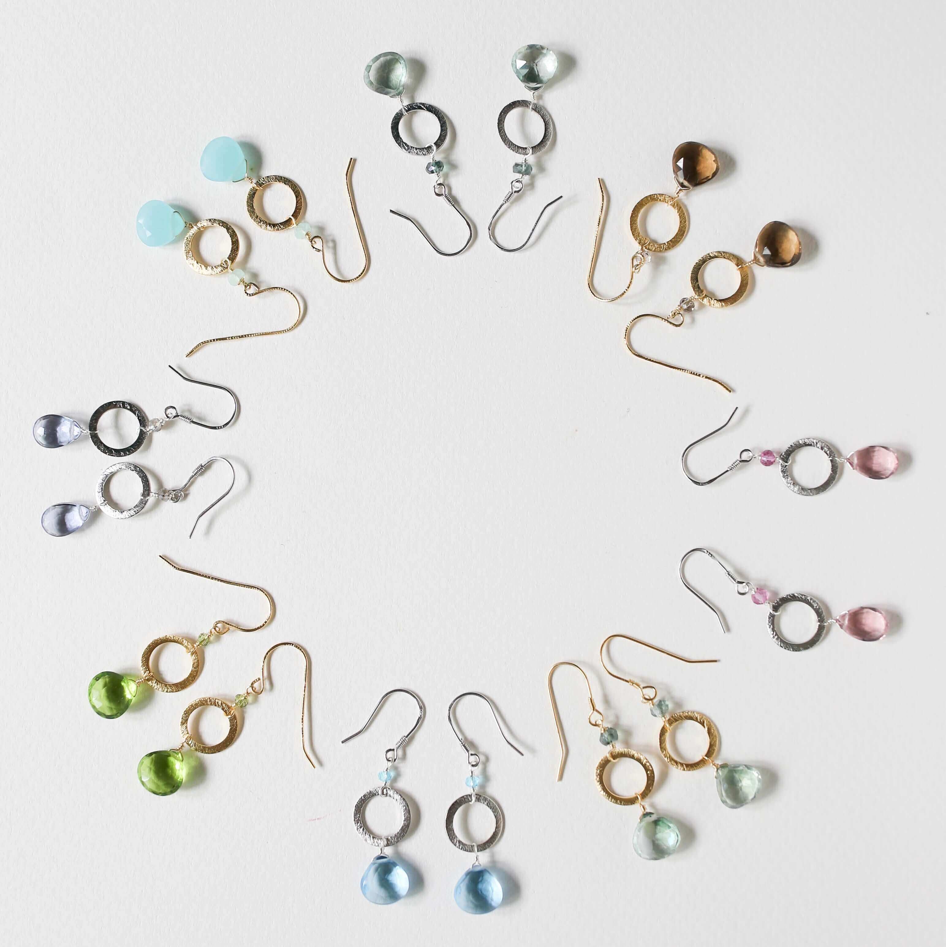 PARKEN JEWELRY The Airie Earring - Green Amethyst Gold — PARKEN JEWELRY branding close-up