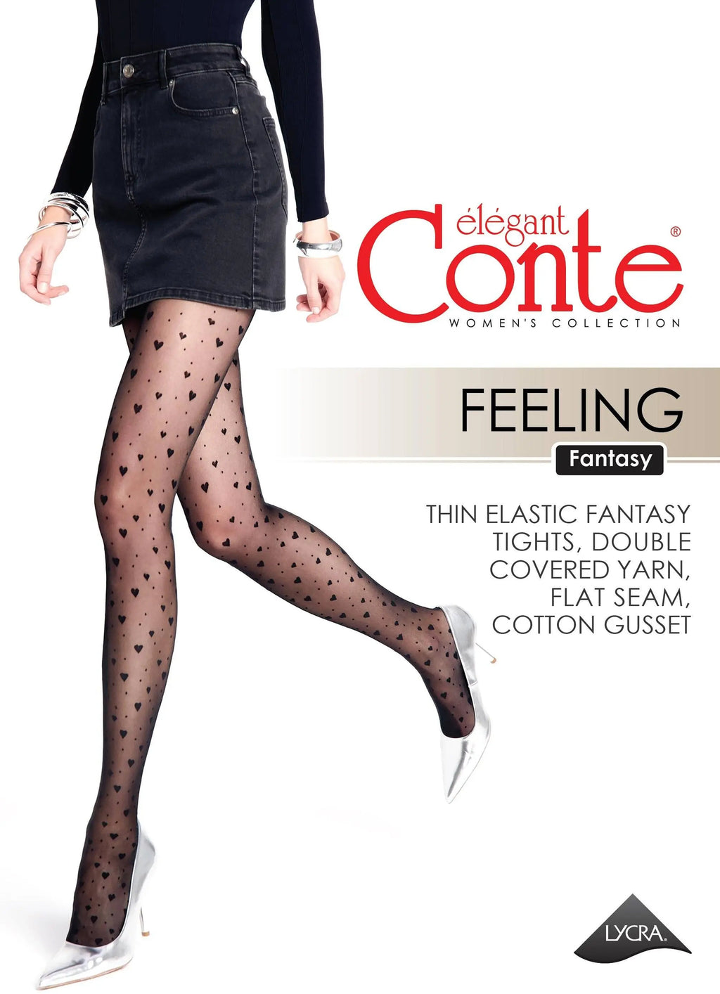 TheRanok.com Fantasy Tights Conte Feeling - Hearts and Dots — detail close-up