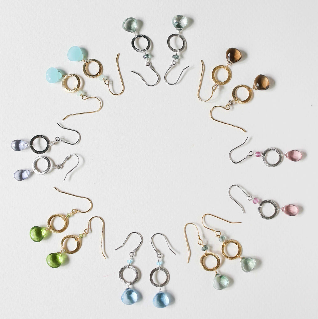 PARKEN JEWELRY Tanzanite Quartz Gold Drop Earrings — lifestyle context