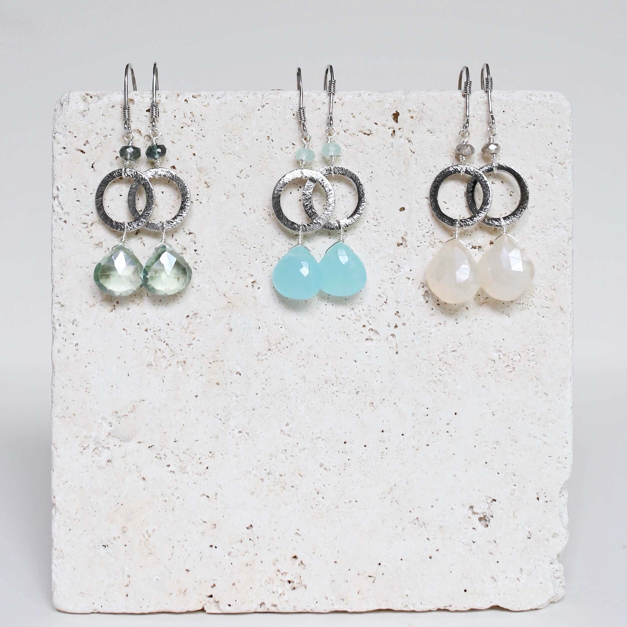 PARKEN JEWELRY The Airie Earring - Blue Chalcedony Gold — detail shot 6