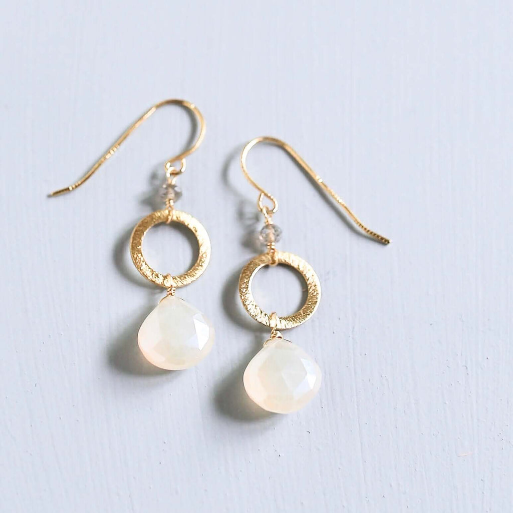 PARKEN JEWELRY The Airie Earring - White Chalcedony Gold — main product shot
