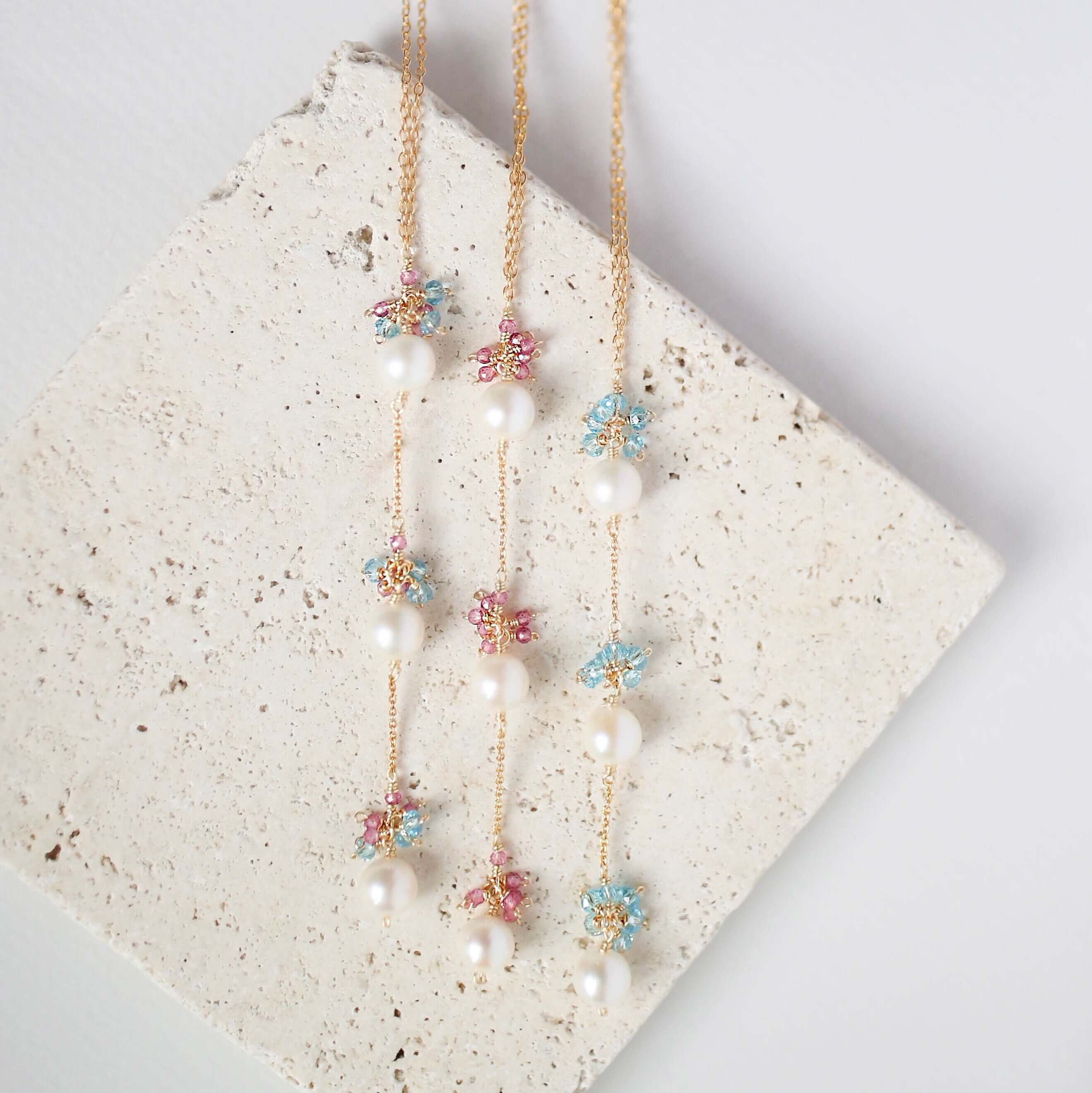 PARKEN JEWELRY Pearl and Aquamarine Quartz Necklace — color detail