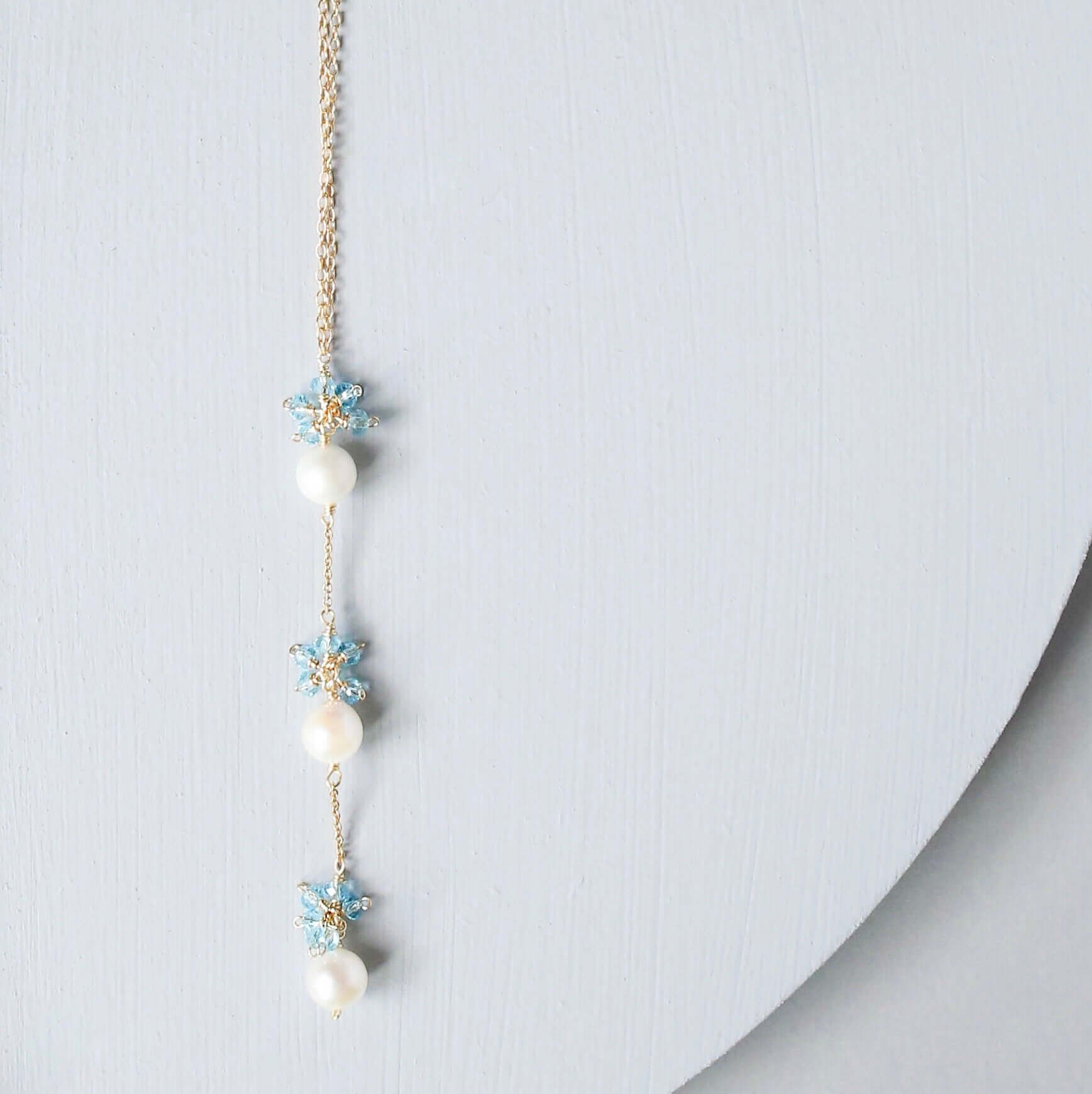 PARKEN JEWELRY Pearl and Aquamarine Quartz Necklace — main product shot