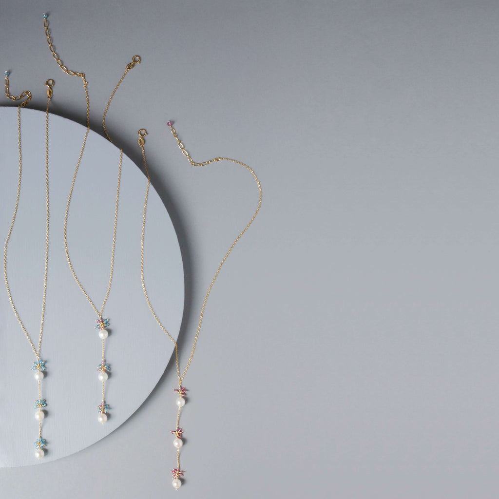 PARKEN JEWELRY Pearl and Aquamarine Quartz Necklace — lifestyle context