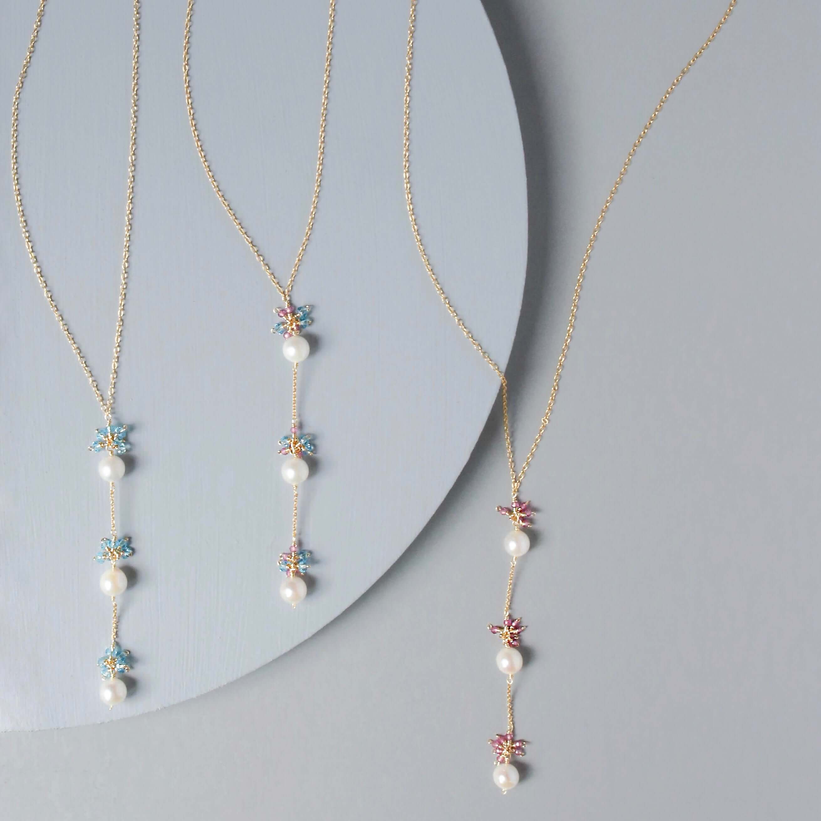 PARKEN JEWELRY Pearl and Gemstone Necklace Collection — detail close-up