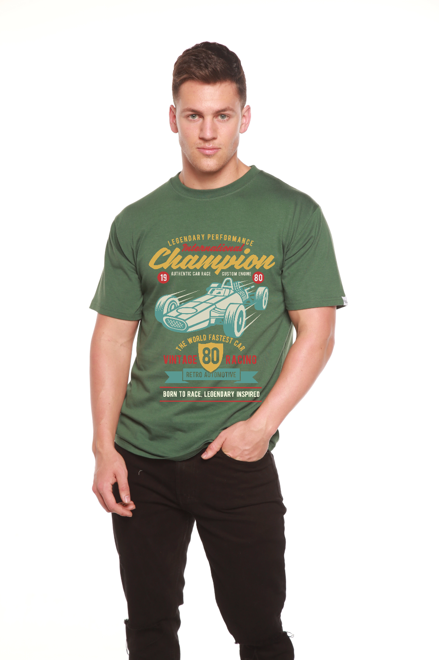 Spun Bamboo International Champion Men's Bamboo Viscose/Organic Cotton Short Sleeve Graphic T-Shirt — comparison shot