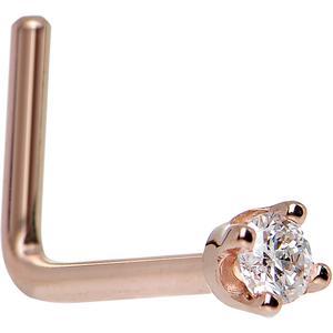 BodyCandy 14k Rose Gold 2mm Moissanite Nose Ring — back view