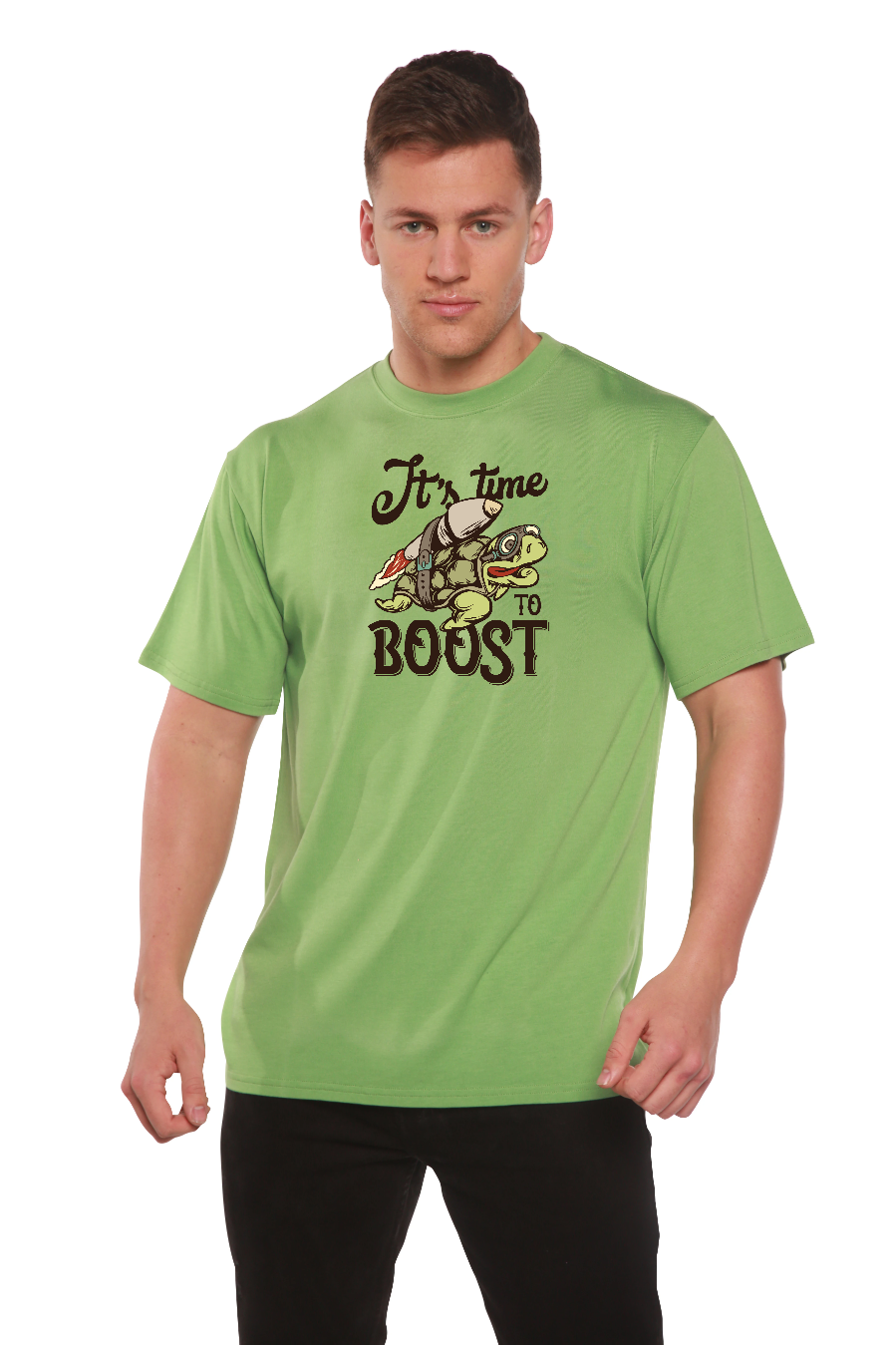 Spun Bamboo It`s time to BOOST Men's Bamboo Viscose/Organic Cotton Short Sleeve Graphic T-Shirt — main product shot