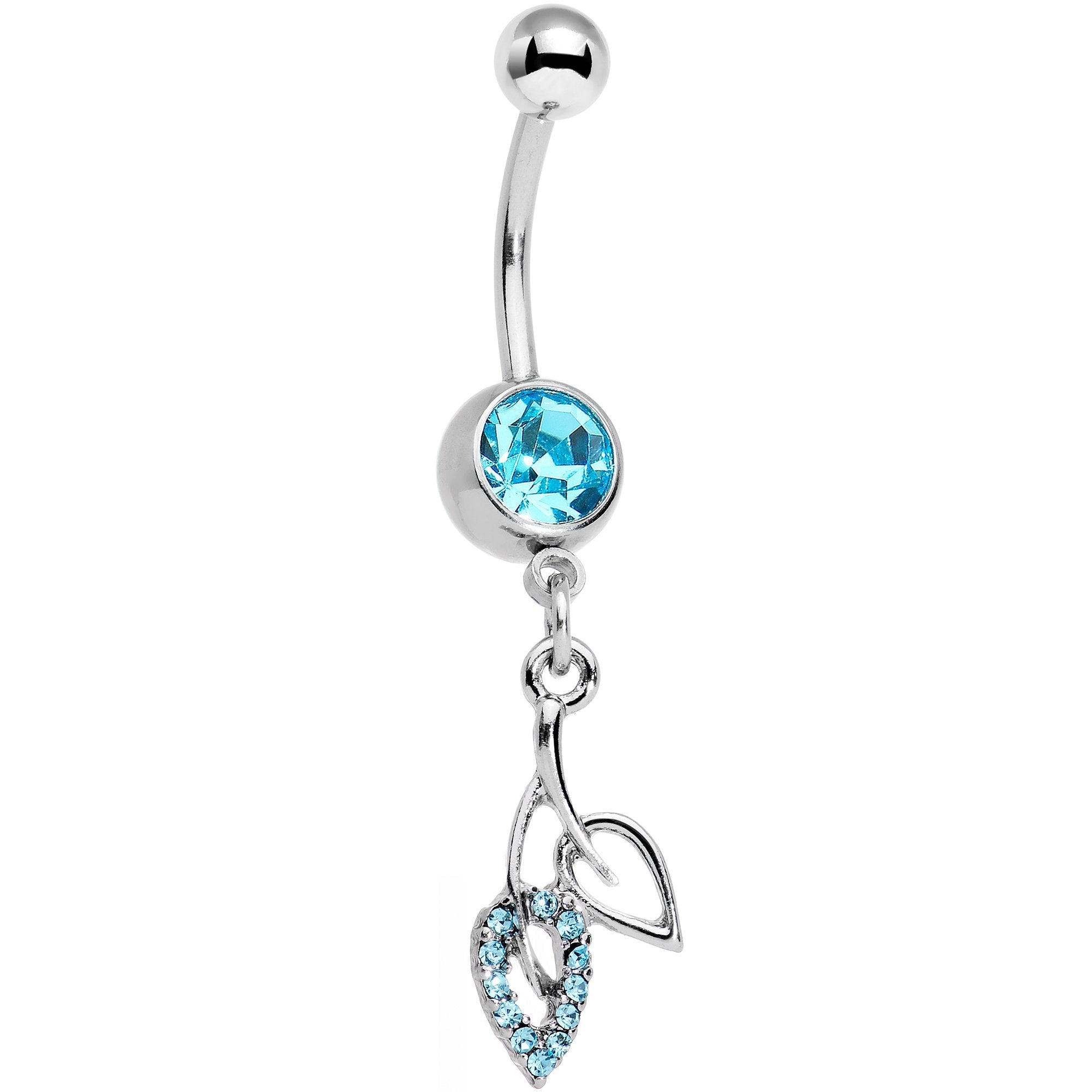 BodyCandy Aqua Gem Leaves of Fall Dangle Belly Ring — main product shot