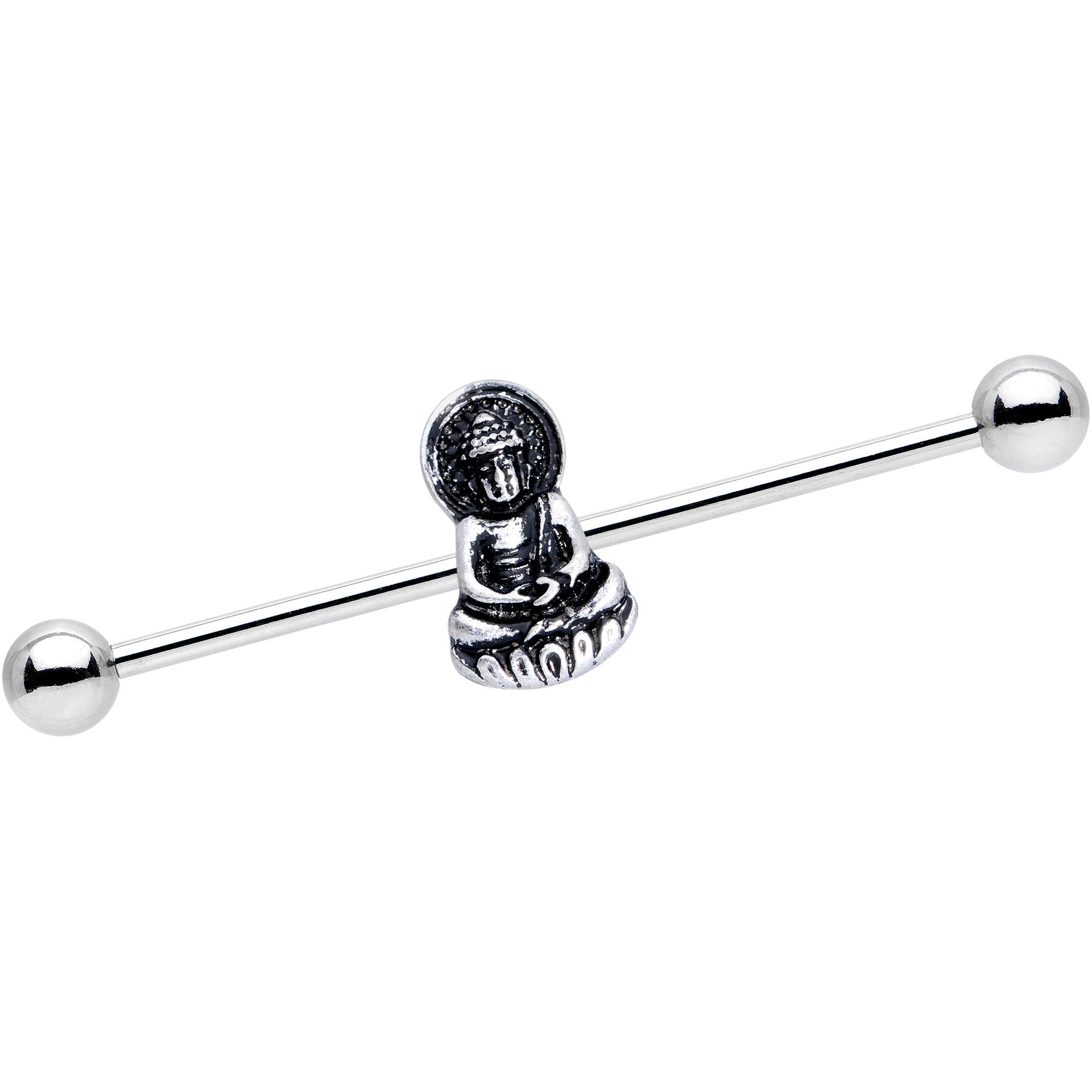 BodyCandy Buddha Mantra Industrial Barbell 38mm — main product shot