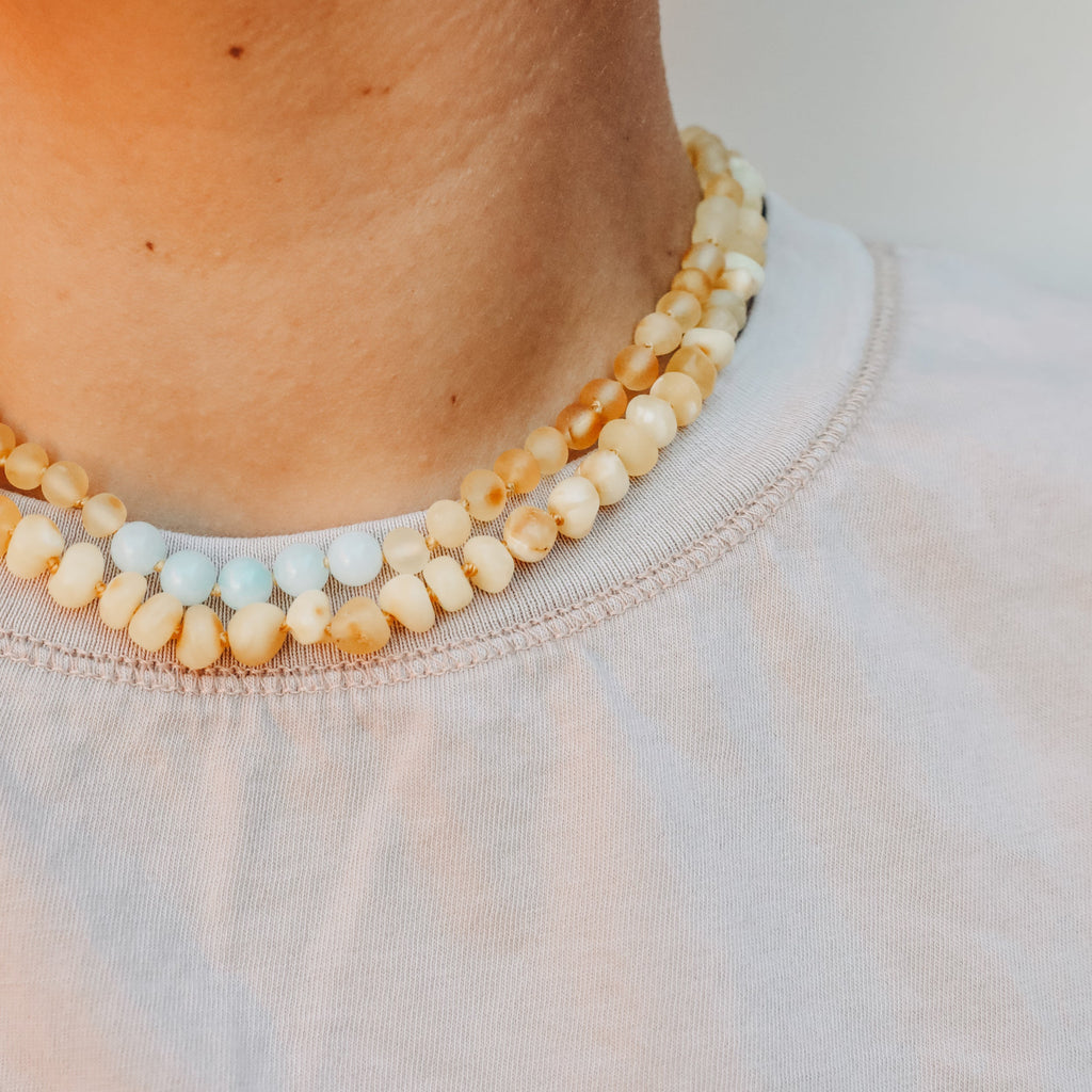 CanyonLeaf Raw Honey Baltic Amber + Amazonite || Necklace — main product shot