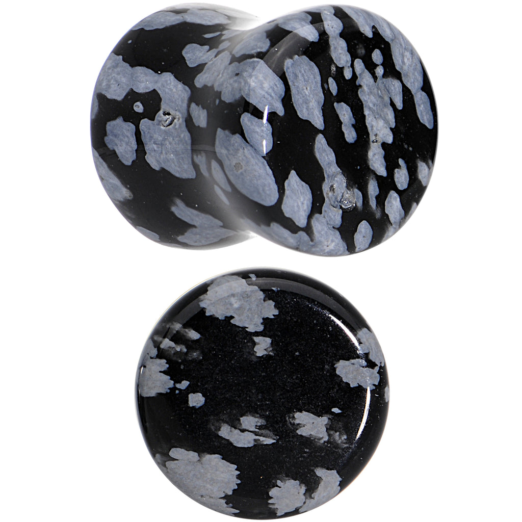 BodyCandy 00G Obsidian Snowflake Natural Stone Saddle Plug Set — detail close-up