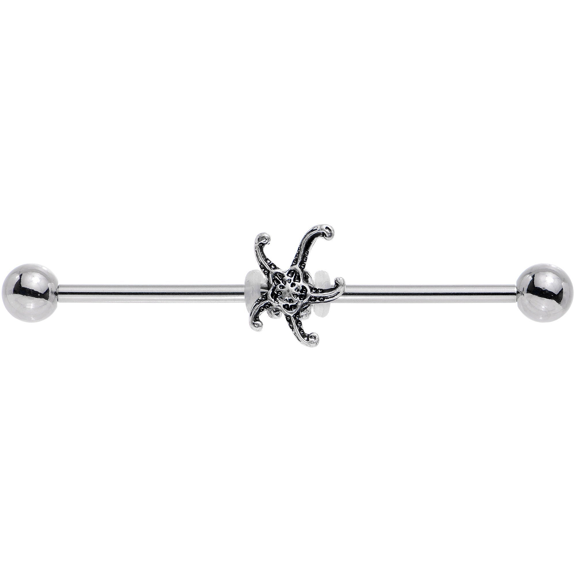 BodyCandy 14G Steel Seeing Starfish Industrial Barbell 38mm — detail close-up