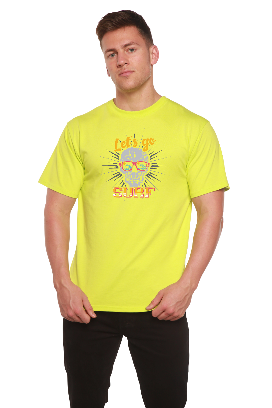 Spun Bamboo Let`s go SURF Men's Bamboo Viscose/Organic Cotton Short Sleeve Graphic T-Shirt — alternative angle