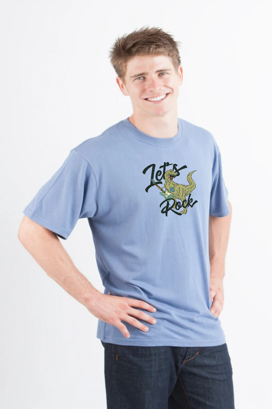 Spun Bamboo Lets Rock Men's Bamboo Viscose/Organic Cotton Short Sleeve Graphic T-Shirt — size reference