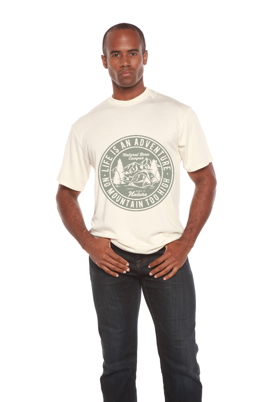 Spun Bamboo Life Is An Adventure Men's Bamboo Viscose/Organic Cotton Short Sleeve Graphic T-Shirt — back view