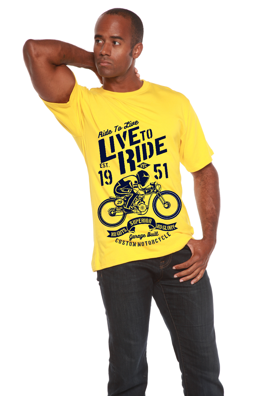 Spun Bamboo Live To Ride Men's Bamboo Viscose/Organic Cotton Short Sleeve Graphic T-Shirt — side view