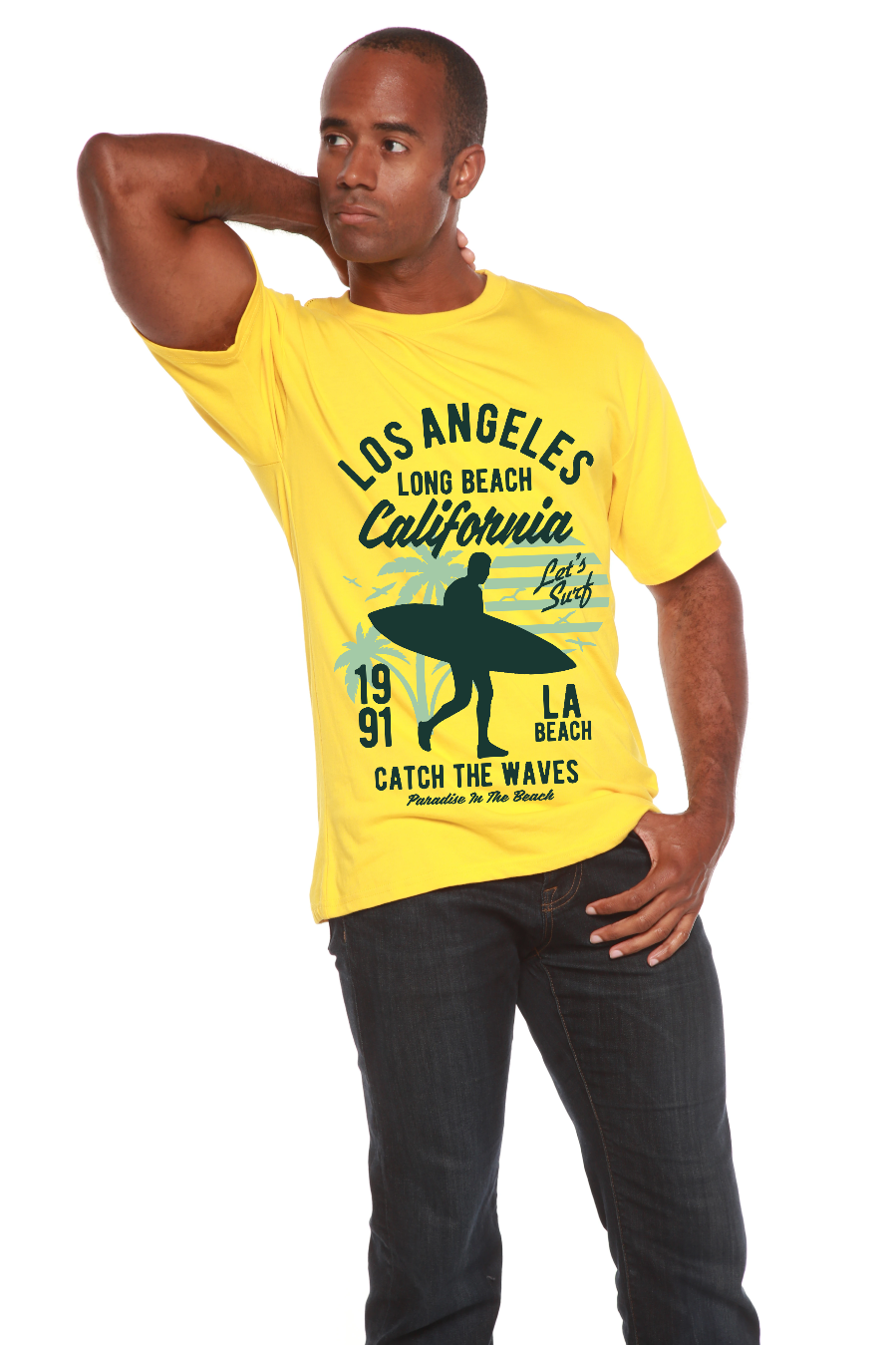 Spun Bamboo Los Angeles Men's Bamboo Viscose/Organic Cotton Short Sleeve Graphic T-Shirt — alternative angle