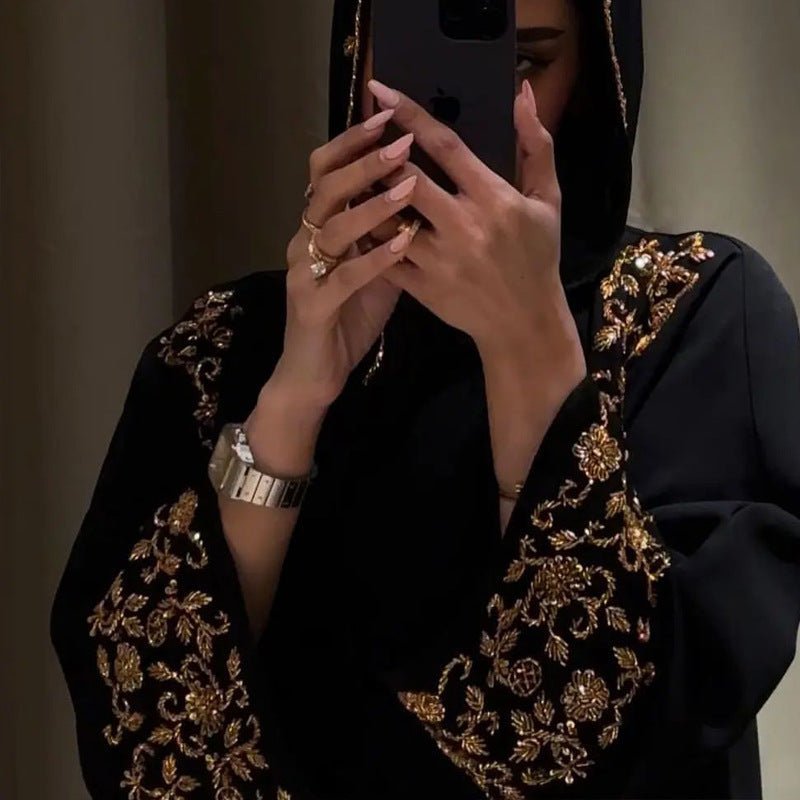 Mariam's Collection Luxury Black Embroidered Diamond Abaya Set (MOA184) — main product shot