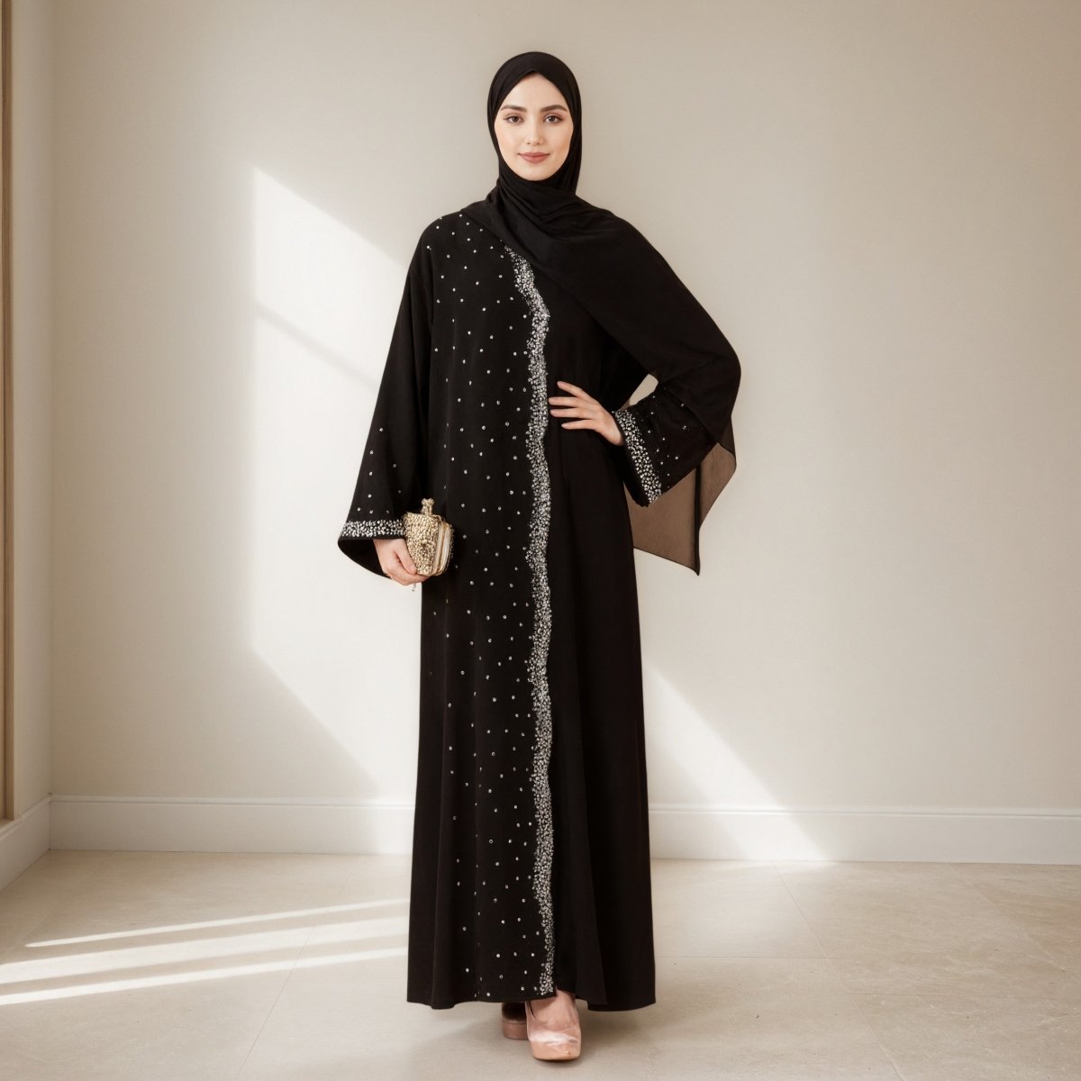 Mariam's Collection Luxury Black Starry Diamond Abaya  (MOA240) — main product shot