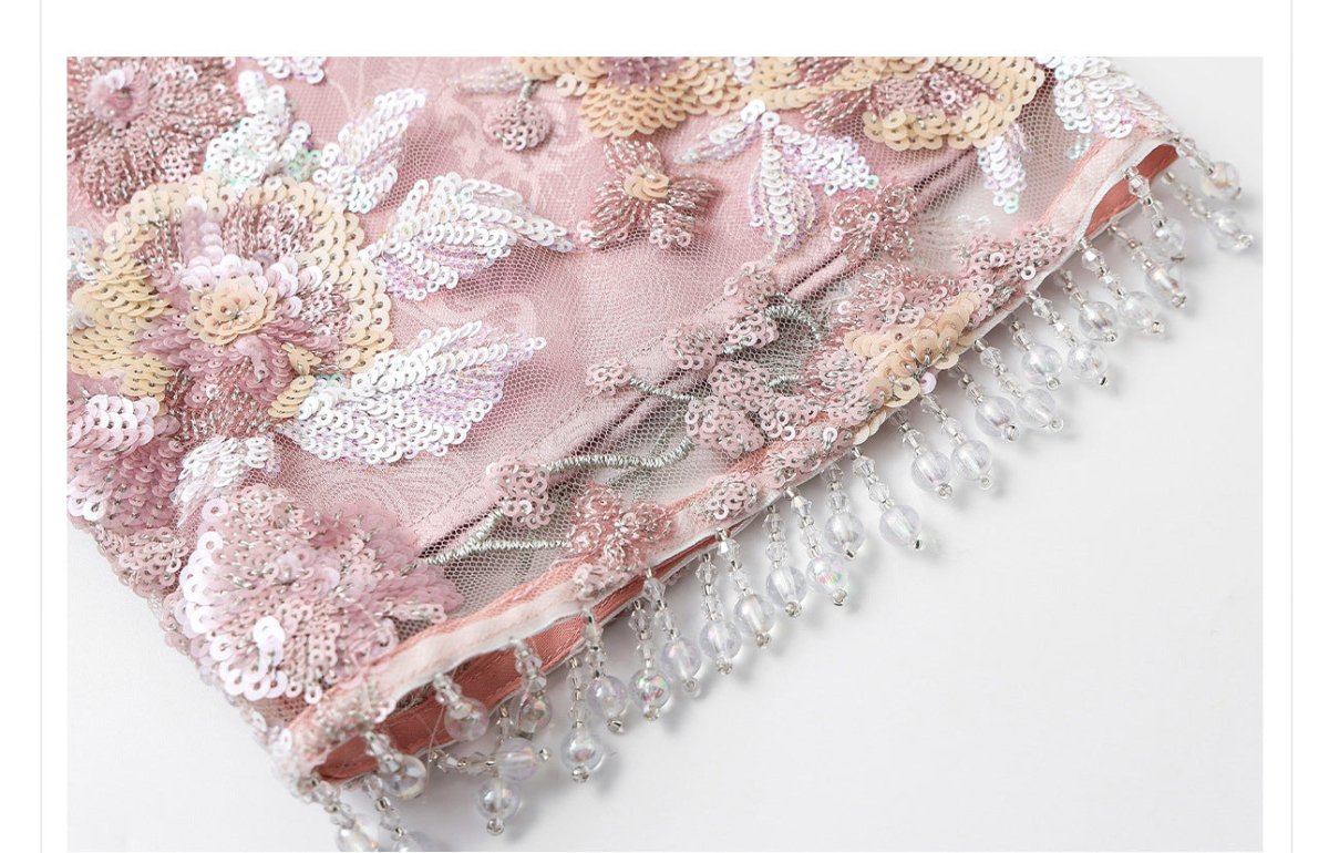Luxury Embroidered Floral Jacket & Skirt Set(MS307)