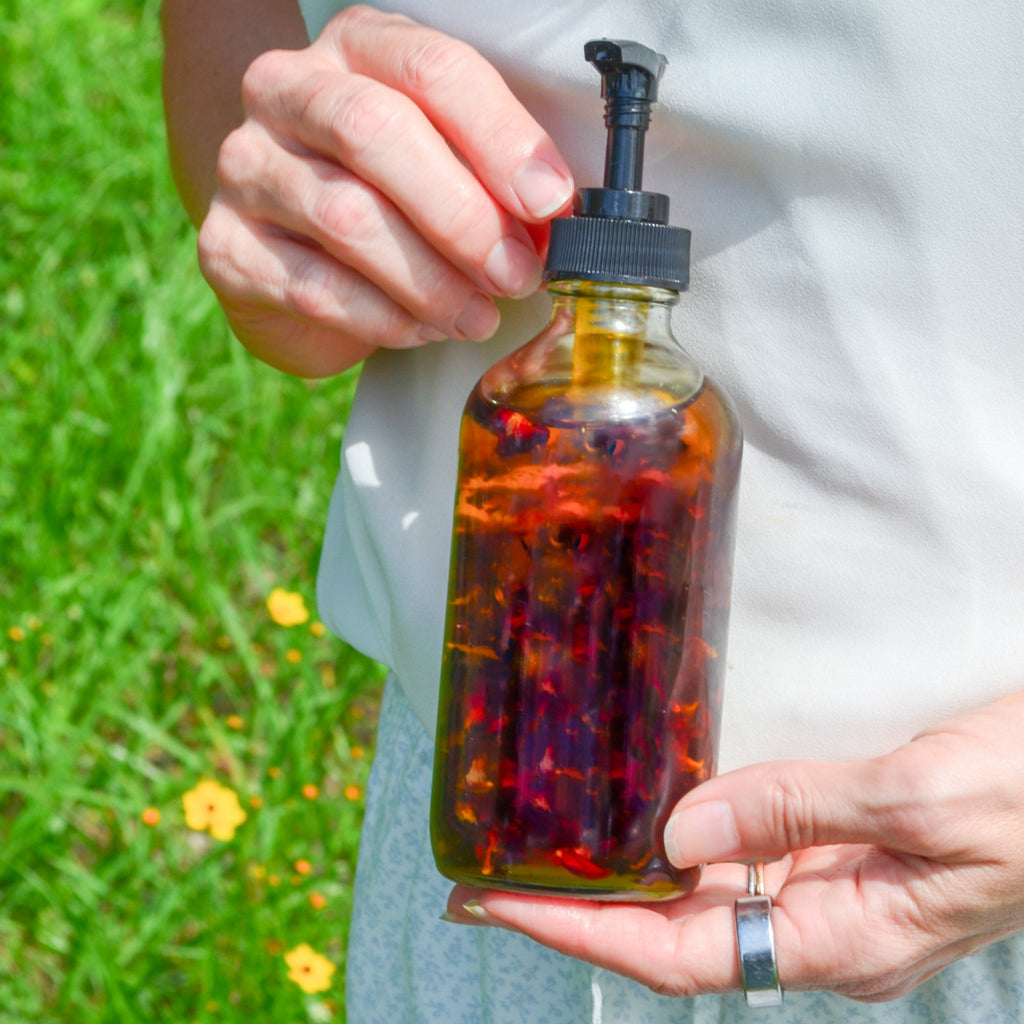 Pretty farm girl Lymph Love Natural Body Oil - Best for Lymphatic Massages — back view
