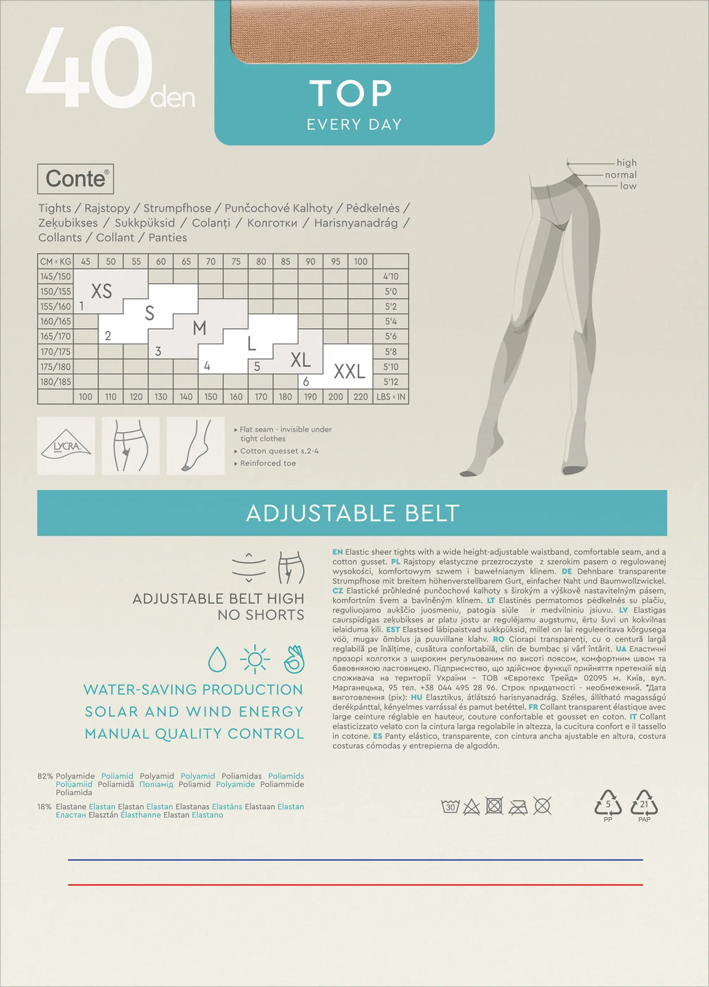 TheRanok.com Tights Conte Top 40 Den - Low Waist Adjustable Belt — alternative angle