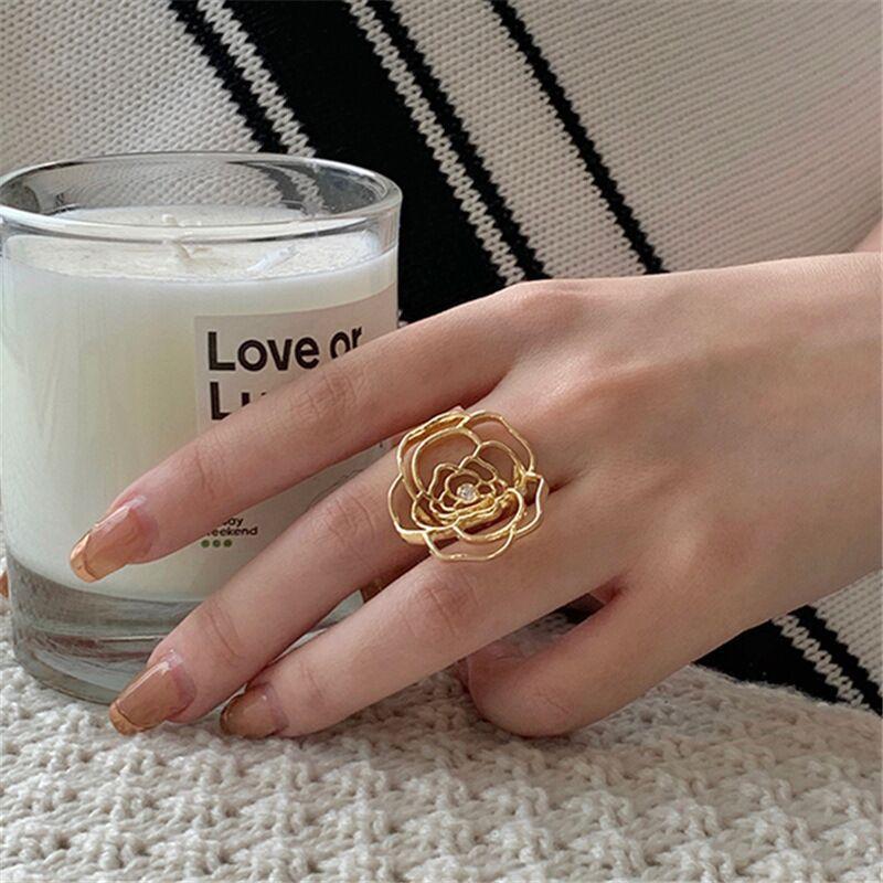 Mariam's Collection Mariam's Collection MAC046 Adjustable Hollow Camellia Diamond Ring — main product shot