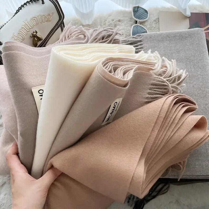 Mariam's Collection MAC049 Imitation Cashmere Solid Color Basic Tassel Scarf — main product shot