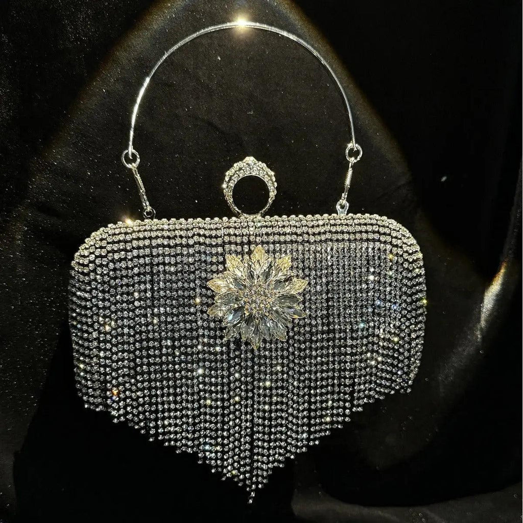Mariam's Collection MAC056 Tassel Evening Clutch Bag Luxury Rhinestones Party Prom Purse Handbag… — main product shot